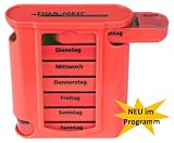 Produkt-Bild: Medikamentendosierer Pillenbox rot 1 St&uuml;ck Pillendose Tablettenbox Medi - Arznei- Medikamentenspender 7 Tage Original Tiga-Med Qualit&auml;t