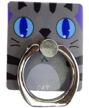 ForLazzy ® Kickstand, Universal Ring Stand 360 Degree Rotating Grip Ring Holder + Car Holder Mount Holder Cell Phone and Tablets Anti Drop Ring for Apple Android(Cartoon - Cat (Grey))