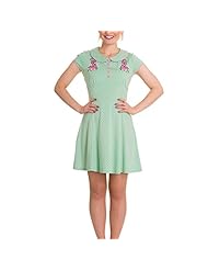 Feathers Embroidered Polka Dot Print Cotton  Dress