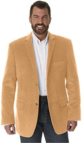 Liberty Blues Men's Big & Tall Corduroy 2-Button Blazer, Tan Tall-62