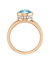 14K Rose Gold 10.00x8.00mm Oval Cut Aquamarine and Diamond Ring -- LIFETIME WARRANTY