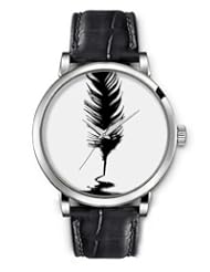 SPRAWL Aanalog Fashion Series Silver Ladies Watches of Genuine Black Leather Strap,Unique Wrist Watch for Women Girls Designed with Ink pen