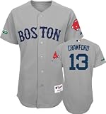 Carl Crawford Jersey: Adult Majestic Road Grey Authentic Boston Red Sox Jersey with Fenway Park 100th Year Anniversary Patch