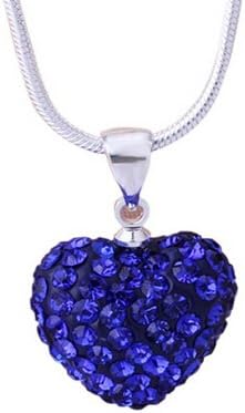 Fashion Shambhala Ball Shape Crystal Heart Pendant Necklace (Blue)