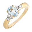 Ring With 1.00ctw Precious Stones - Genuine Diamonds and Aquamarine Beautifully Crafted in 14K Yellow Gold - Certificate Available.