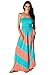 Charm Your Prince Women's Sleeveless Chevron Empire Maxi Dress Turquoise and Coral