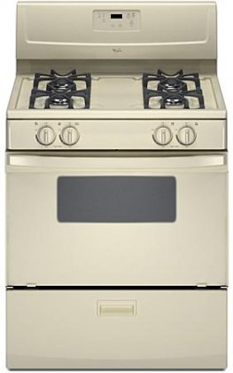 30″ freestanding gas range 4.4 cu. ft. oven capacity cast-iron grates roll-out broiler drawer: bisque
