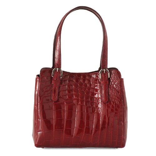 クロコダイル ハンドバッグ レディース シャイニング加工 日本製 わに革 ワニ革 本革 レザー 画像