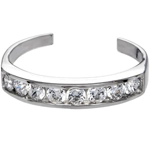 10k White Gold Cubic Zirconia Toe Ring