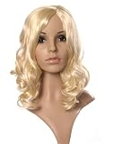 STUNNING BLONDE CURLY SIDE-PARTED PINUP VINTAGE STYLE LADIES WIG