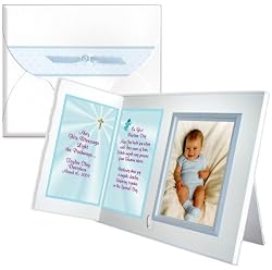 "Angels Sing...Blessings on Your Baptsim" Personalized Picture Frame Gift - Boy