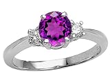 1.35 cts Genuine Amethyst and Diamond Engagement Ring - 14kt White or Yellow Gold