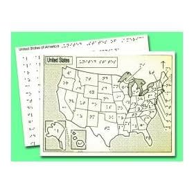 Braille Tactile Map of USA with List of State Capitols