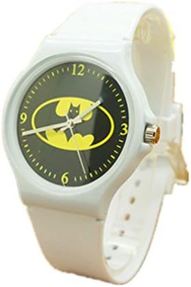 Ryanwayland Boys Girls Batman Pattern Environmentally Friendly Material Analog Watches White 38mm