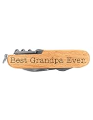 Sports: Fathers Day Gift for Grandpa Best Grandpa Ever Laser Engraved Wood 6 Function Multitool Pocket Knife - BPKLG