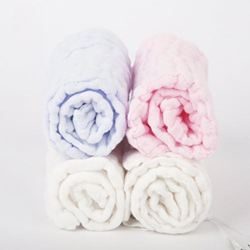 Lifelong Baby gauze Washcloths Ultra Soft 100% Muslin Cotton Perfect Reusable Extra Soft & Absorbent Baby Bibs Wipes Napkin Teether and Burp Cloth for Sensitive Baby Bathing Skin Towel (4 Pack)
