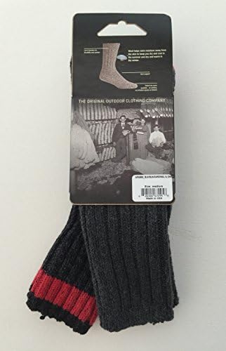 2 Pair - Woolrich Unisex Wool Cotton Blend Crew Socks, Black/Cardinal & Charcoal - Medium