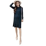 (リアンジュ・アイ)Liange・ai レディース マタニティ ワンピース 女性 長袖 優雅 上品 おしゃれ 秋 冬 ワンサイズ ブラック オリジナルミニポーチ付き (グリーン)