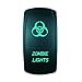 STVMotorsports Laser Backlit Green Rocker Switch Zombie 20A 12V On/Off LED Light