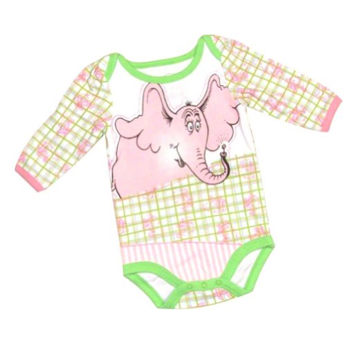 Dr. Seuss Fun Horton Patchwork Print Newborn Creeper Pink, 3 Months