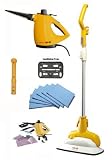 Haan Deluxe Total Home Steam Cleaning System Includes FS-20+ Steam Floor Sanitizer & HS-20 Lightweight Handheld Personal Home Steamer with 6 Microfiber Pads Sanitizing Tray For carpets and Short Handle Attachment