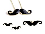 Retro Moustache Jewellery Set Pendant Necklace Double Finger Ring Earring Studs