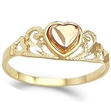 Heart Ring 14k Rose Yellow Gold Fashion Band, Size 5.5