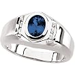 14K White Gold Man's Sapphire and Diamond Ring