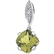 14K White Gold Peridot and Diamond Pendant