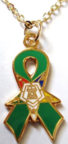 Order of the Eastern Star OES Green Ribbon Awareness Environment Recycle Necklace Pendant w/chain