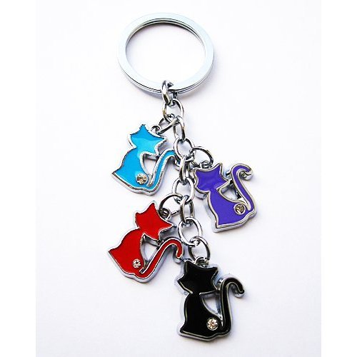 Katzen Schlüsselanhänger mit Zirkoniasteinen Katzen Schlüsselanhänger mit Zirkoniasteinen