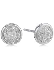 10k White Gold Diamond with Bezel Frame Stud Earrings (1/7 cttw, I-J Color, I2-I3 Clarity)