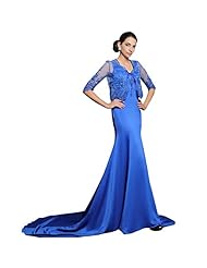 Sheer Beaded Embroidered Mermaid Elbow Length Sleeves Chiffon/Satin/Silk Evening Dress/Homecoming Dress/Prom Dress/Wedding Party Dress 