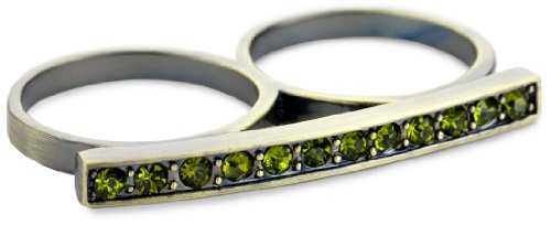 Beyond Rings Bronze And Green Cubic Zirconia 2 Finger Ring
