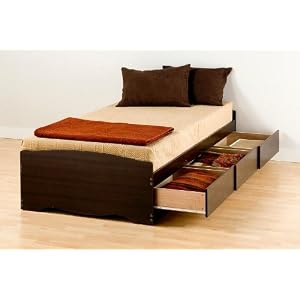 XL Twin Platform (Mate\'s) Storage Bed in Espresso Finish By Prepac Furniture