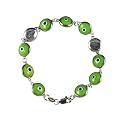 Sterling Silver Green Guardian Eye "Live" Bracelet - 7.5