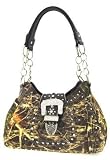 Brown Soft Camo Camouflage Rhinestone Buckle Purse Chain Handles Western Cowgirl