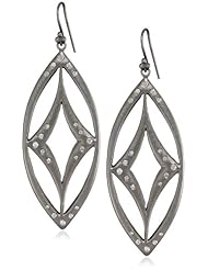 Lauren Harper Collection Mirage Rhodium Plated Black Silver and Diamond Marquis Earrings