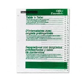 Office Essentials Table 'N Tabs Dividers, 31-Tab, 1-31, Letter, White, 1 Set