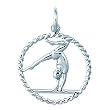 Sterling Silver GYMNAST ON BAR IN ROPE CIRCLE Charm