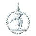 Sterling Silver GYMNAST ON BAR IN ROPE CIRCLE Charm