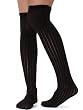 Womens Over The Knee Socks Button Ribbed 3 Color Options Black Brown or Navy