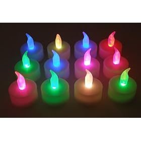 Color Changing Everlasting Tealights Candles with 7 Rainbow Colors- Set of 12 by Lily's Home