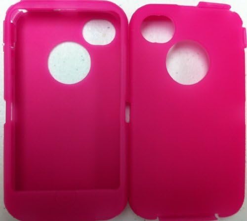 Replacement Silicone Skin For iphone 4/4s Otterbox Defender case with Oval cutout by SportyGigabite - Hot Pink