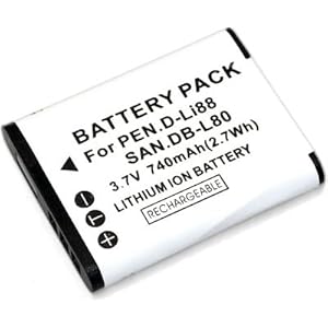 Battery for Pentax D-LI88 Sanyo VPC-CG10 Optio P70 DB-L80 DLI88 DBL80 D-L188 DL188 Digital Camera