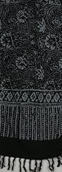 Rayon Scarf - Asian Floral, Black and Gray