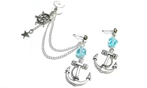 Oceanside Chain Ear Cuff Earrings Set Handmade