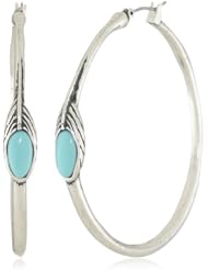 Lucky Brand Round Feather Hoop Earrings