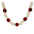 Pearl Freshwater Cultured White Red Coral Natural Stone Necklace 20" Bucasi