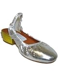 LANVIN Escarpin Open Back Sling Shoes in Silver